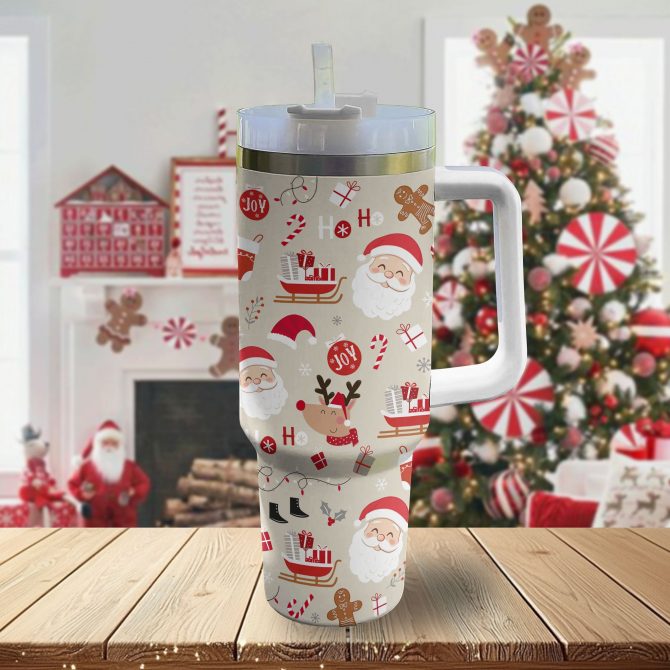Christmas Joy Custom Stanley Quencher 40oz Stainless Steel Tumbler With Handle - Image 2