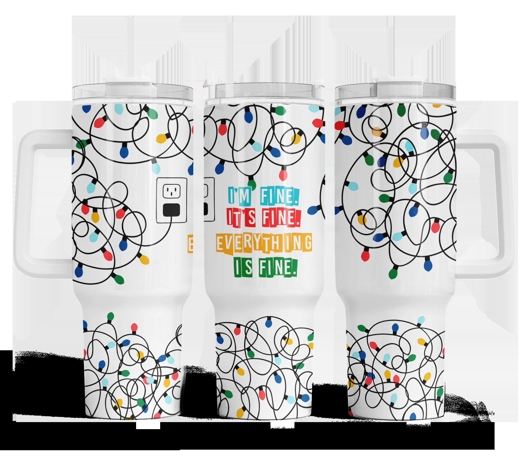 Festive Light-Up Travel Mug - 'I'm Fine, Everything's Fine' Design