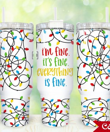 Festive Holiday Travel Mug with Colorful Lights Design - 40oz