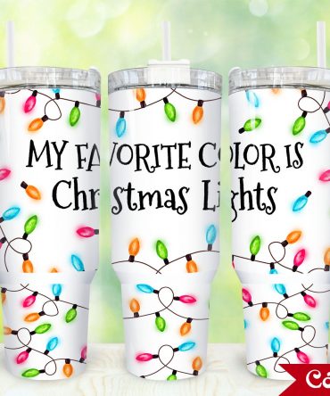 Festive Christmas Lights Tumbler with Handle - Perfect for Holiday Cheer
