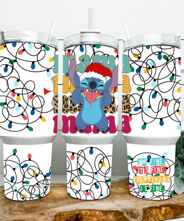 Festive Holiday Tumbler with Handle - Cute Alien Design & Christmas Lights
