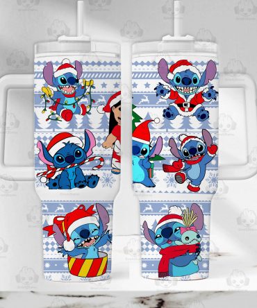 Festive Stitch Holiday Tumbler - Christmas Cheer with Cute Characters