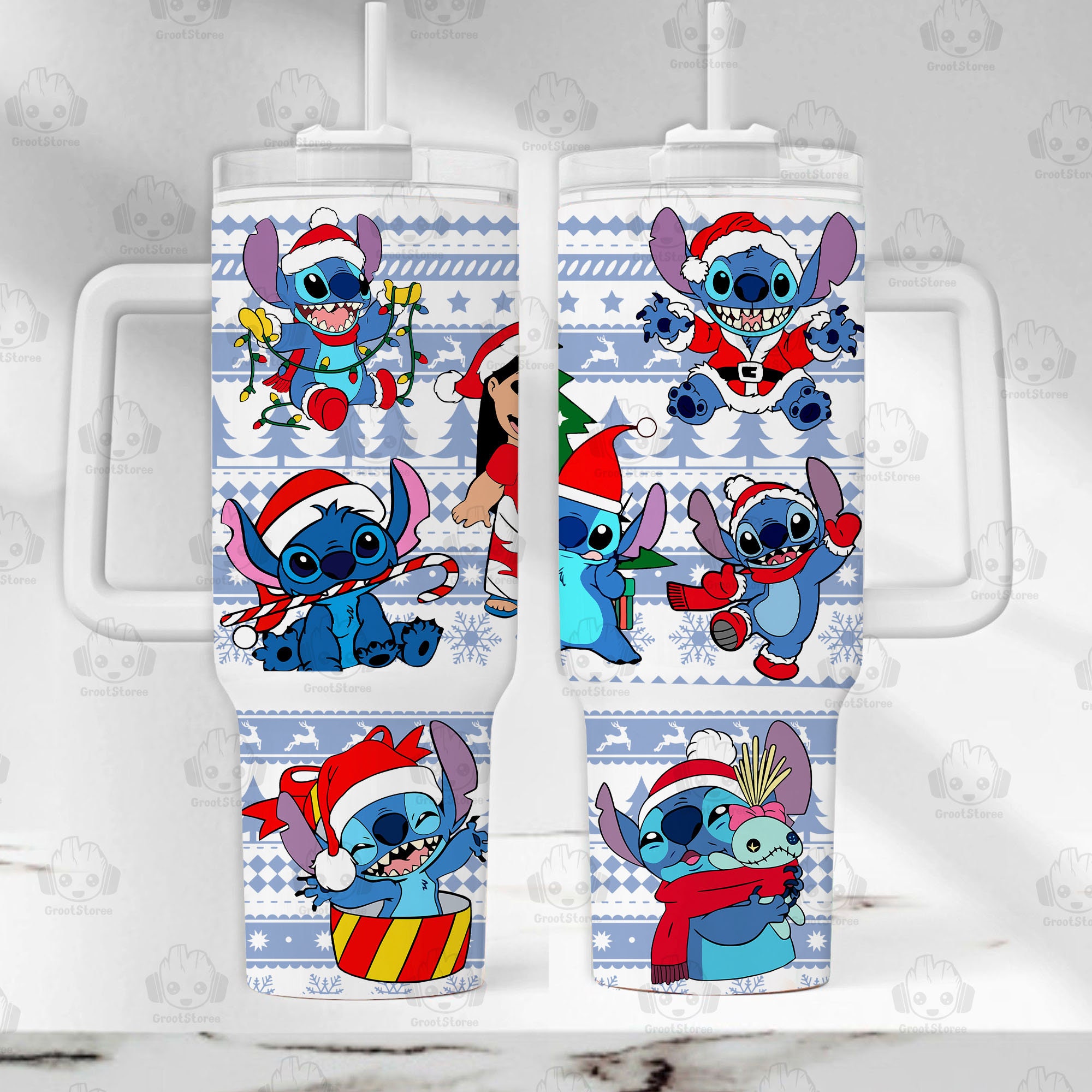 Festive Stitch Holiday Tumbler - Christmas Cheer with Cute Characters