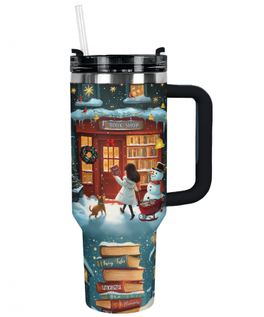 Christmas Little Bookworm Custom Stanley Quencher 40oz Stainless Steel Tumbler With Handle