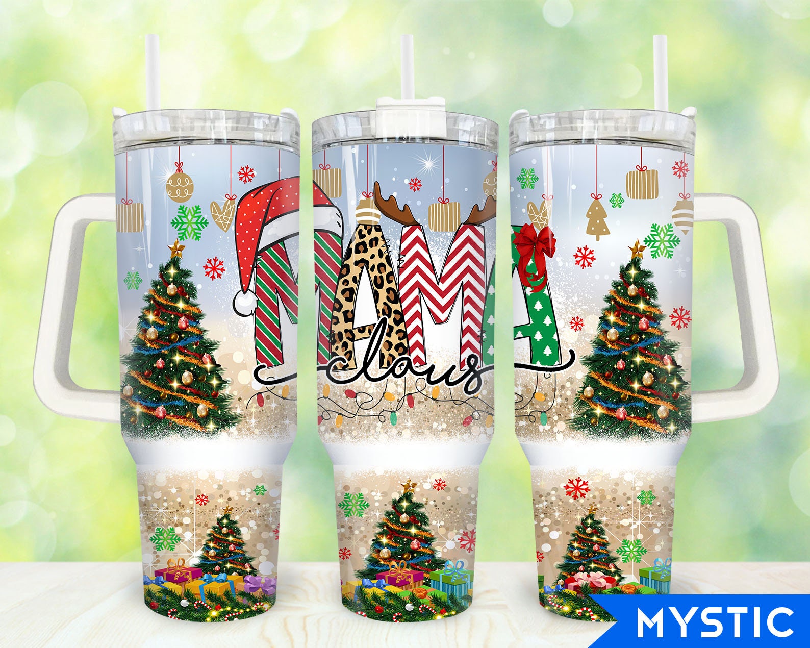 Festive Christmas Tree Tumbler with Handle - Holiday Cheer in Every Sip