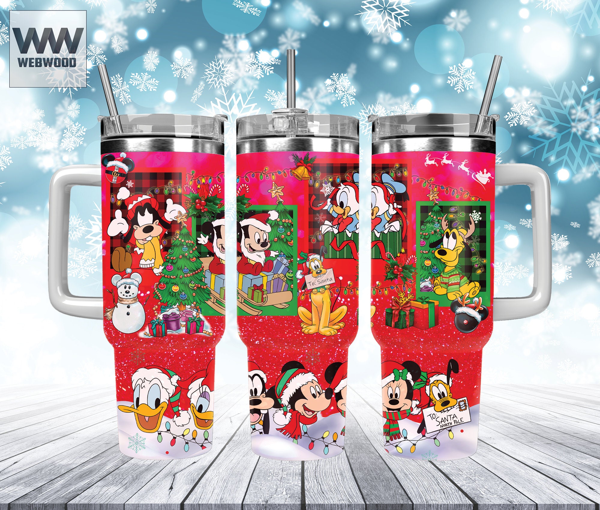 Festive Cartoon Holiday Tumbler with Straw - Perfect Gift for Christmas Cheer