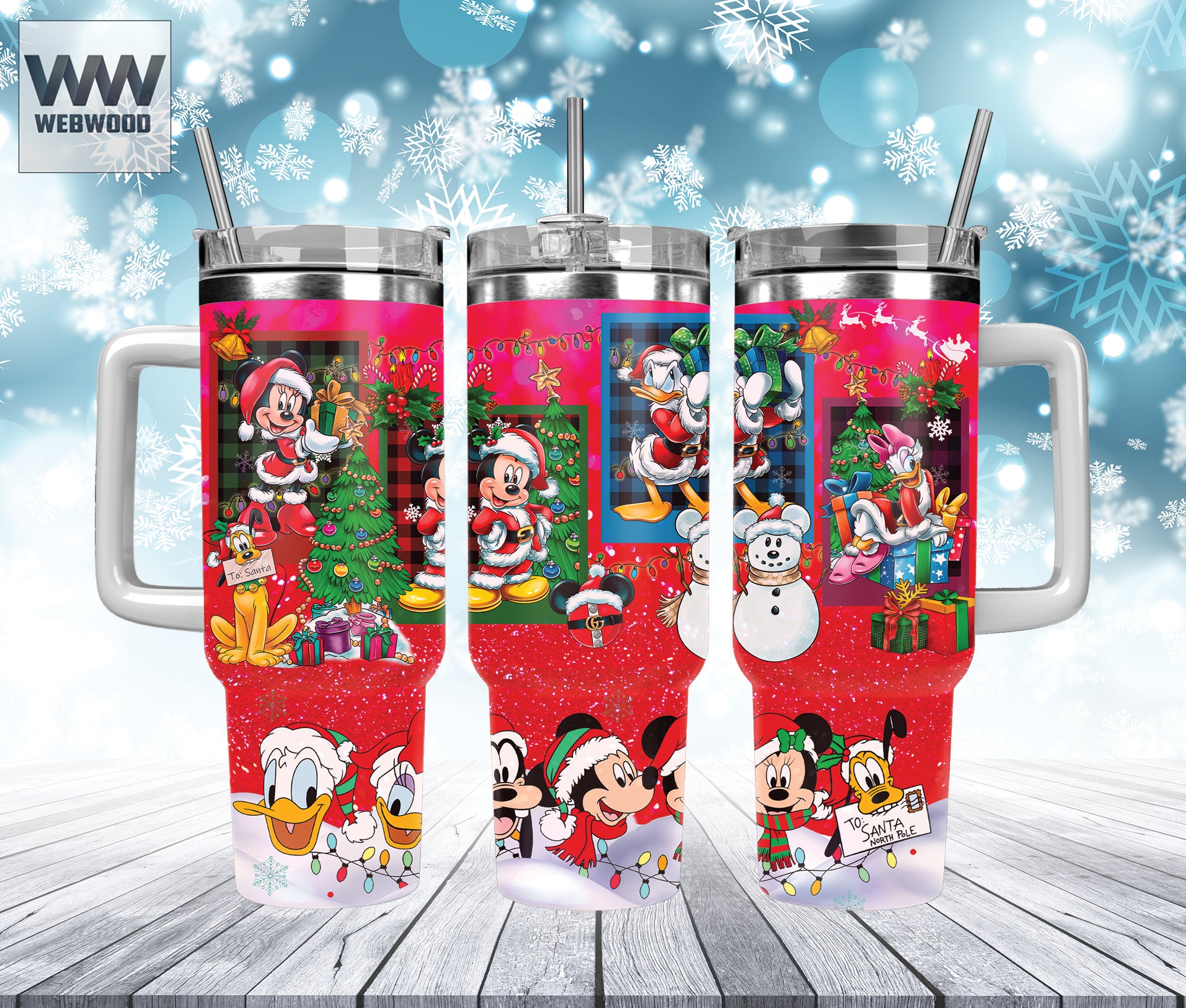 Festive Disney Holiday Tumbler - Celebrate with Mickey & Friends!