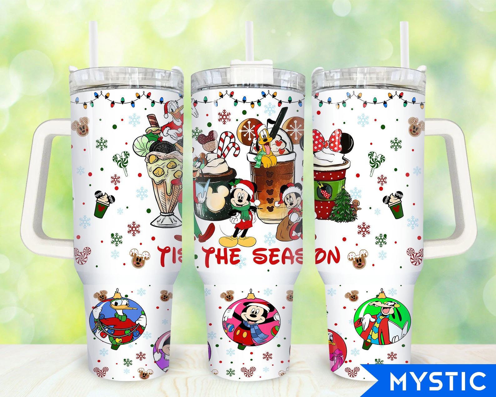 Festive Holiday Character Tumbler with Handle - 40oz Insulated Cup