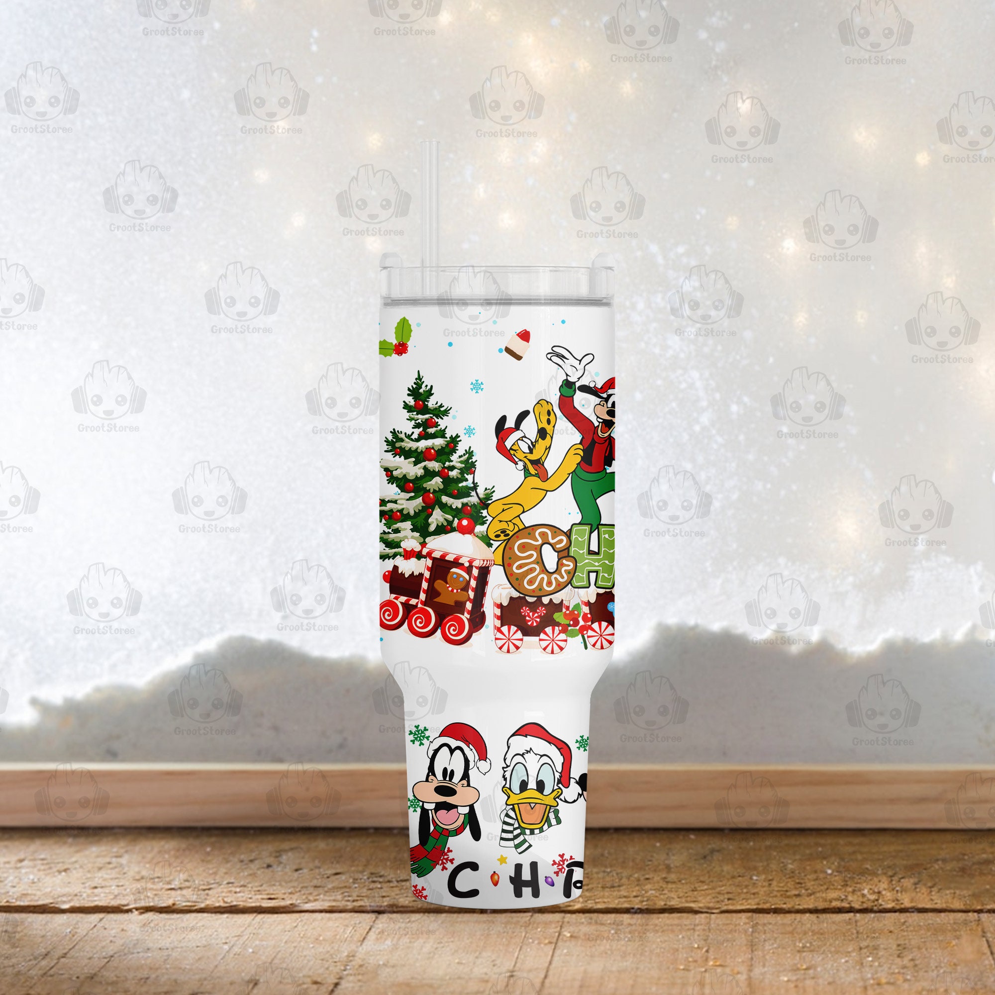 Festive Christmas Tumbler with Handles - Holiday Cheer with Iconic Characters - Image 3