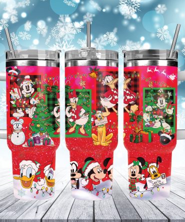 Festive Holiday Tumbler with Cheerful Cartoon Characters - Perfect Gift!