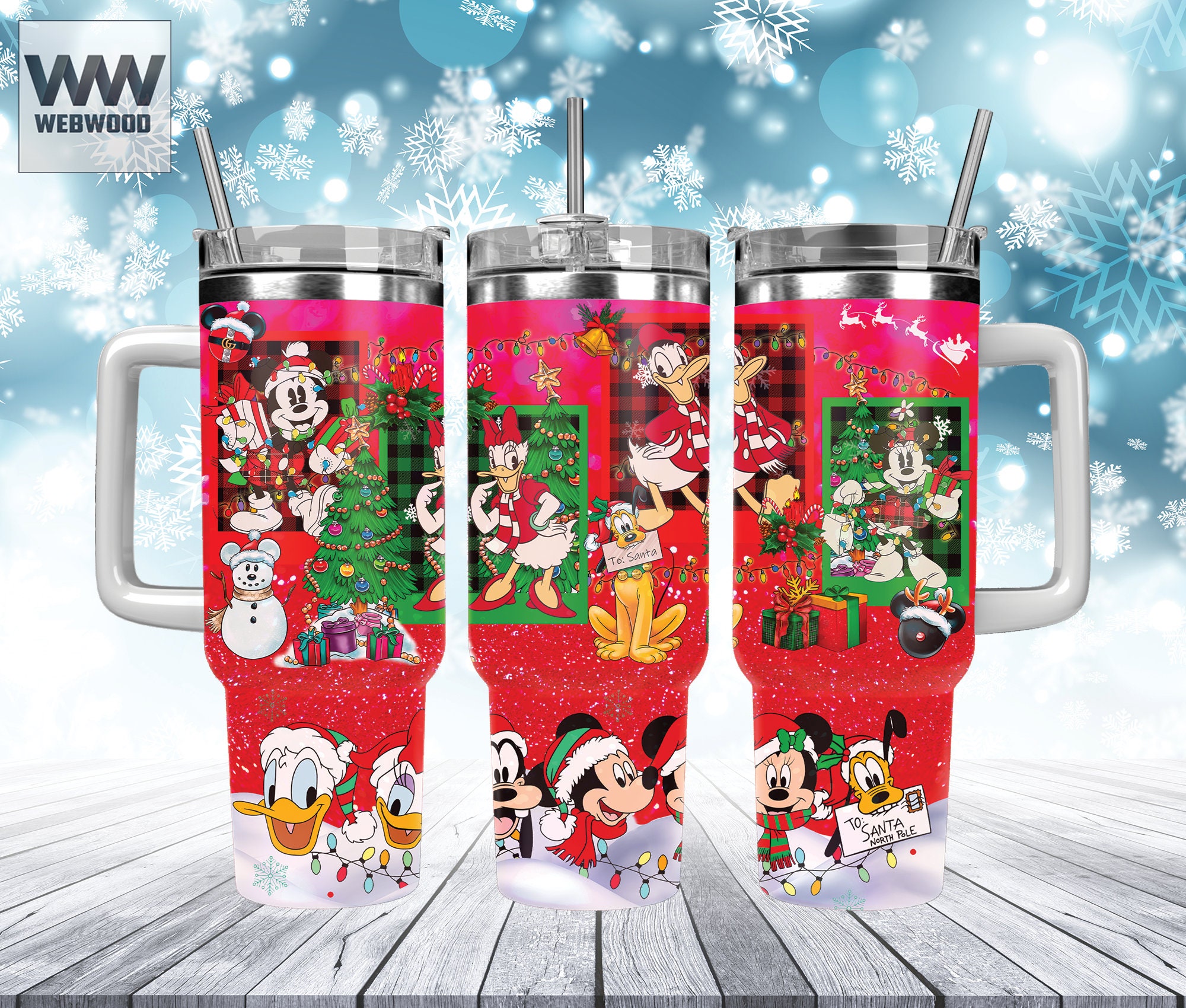 Festive Holiday Tumbler with Cheerful Cartoon Characters - Perfect Gift!