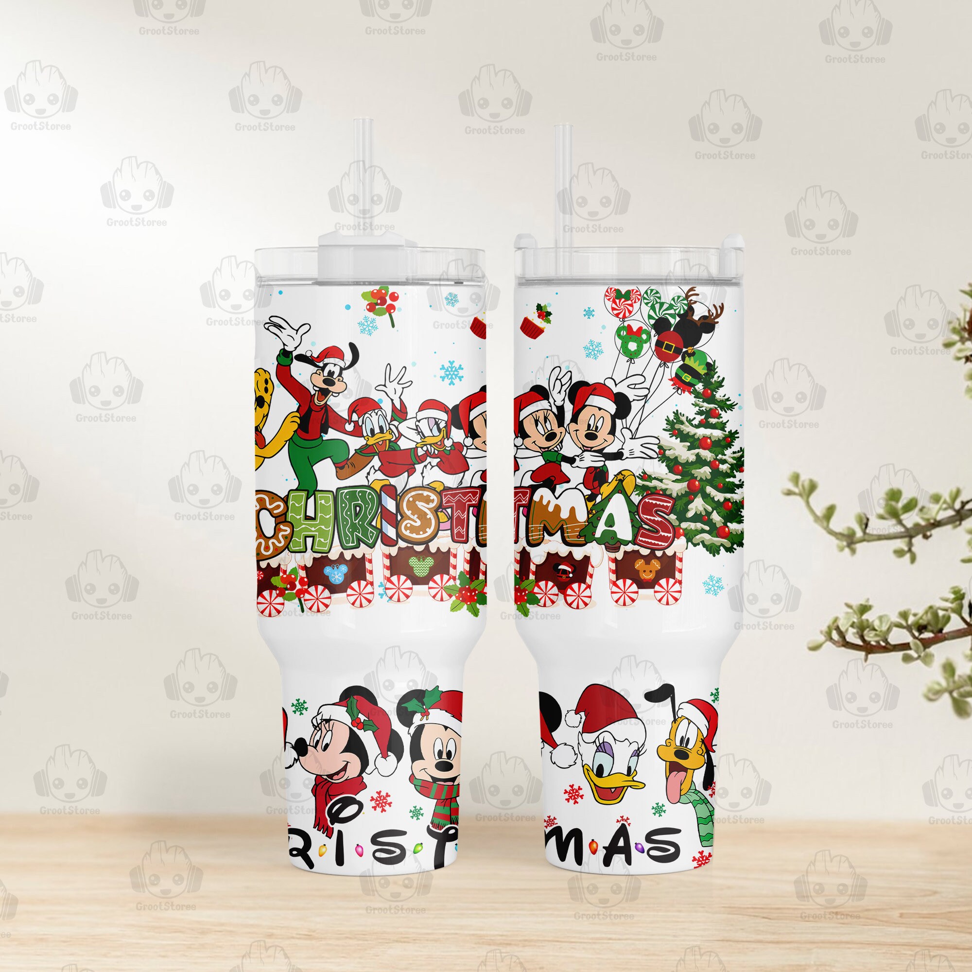 Festive Christmas Tumbler with Handles - Holiday Cheer with Iconic Characters - Image 4