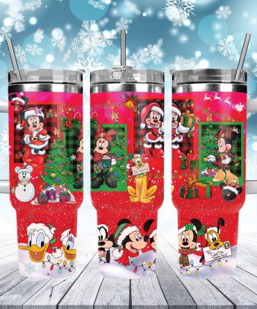 Festive Holiday Tumbler with Handle - Disney Christmas Characters