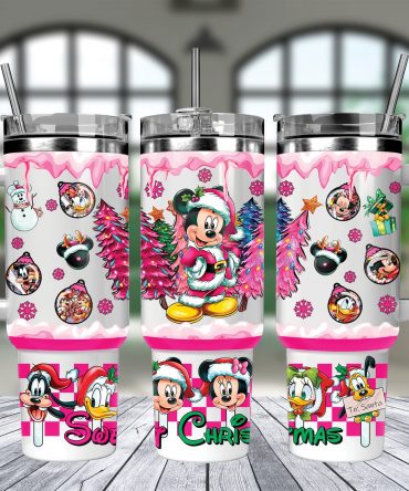 Festive Holiday Tumbler with Straw - Mickey and Friends Christmas Design