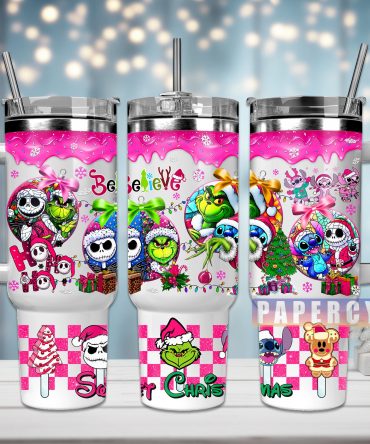 Festive Holiday Character Tumbler - Double-Walled Insulated Mug with Straw