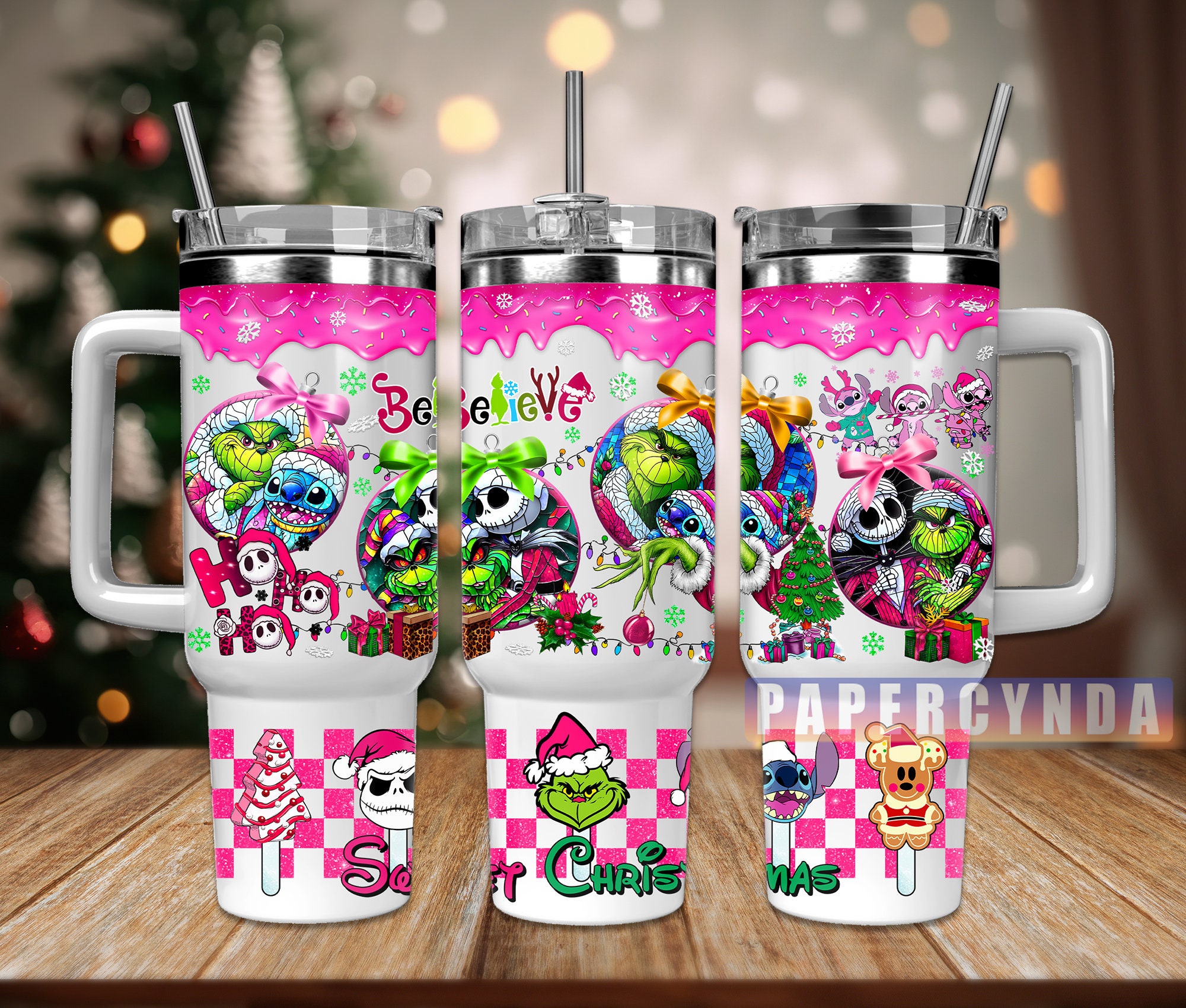 Festive Holiday Tumbler with Colorful Cartoon Characters - Perfect Christmas Gift