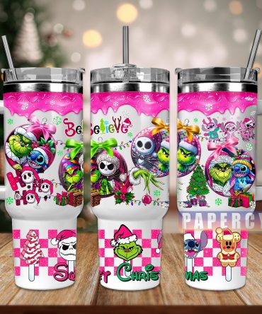 Festive Cartoon Christmas Tumblers - Insulated Holiday Drinkware with Handle & Straw