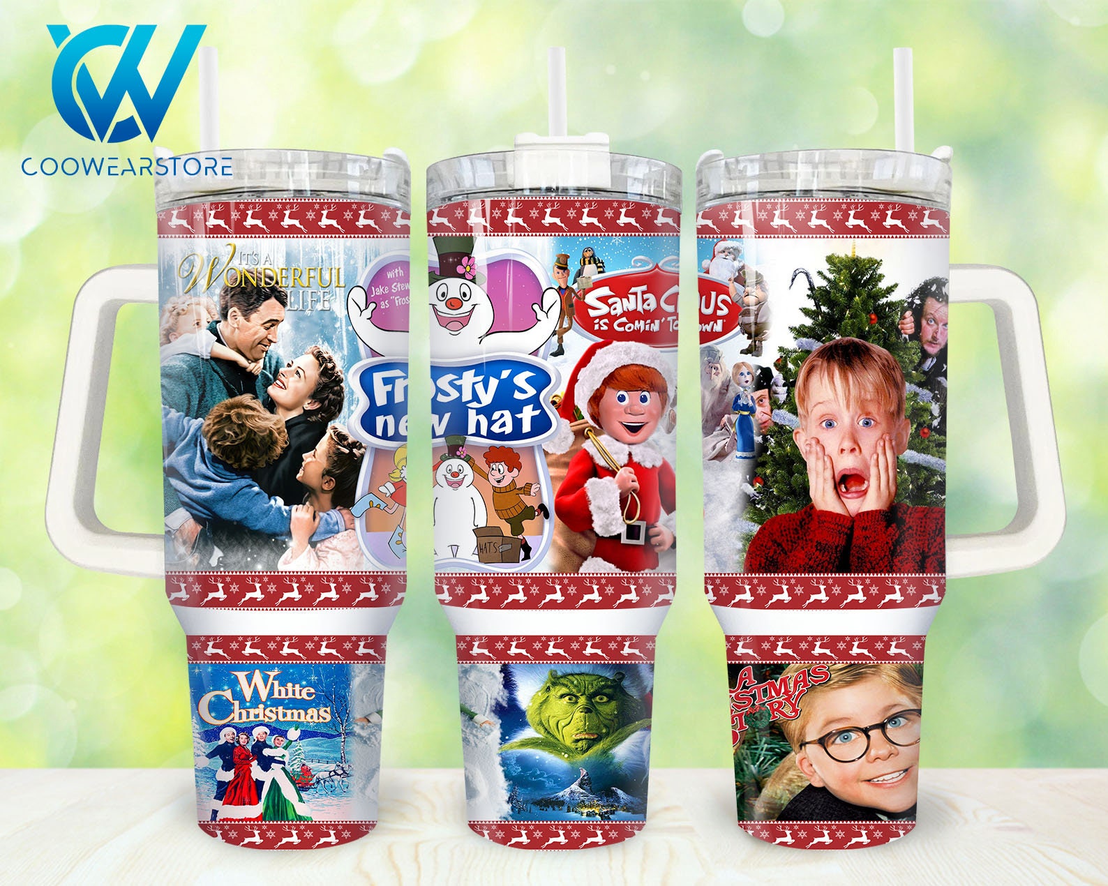 Festive Holiday Movie Collage Tumbler - Celebrate Christmas Classics On-the-Go