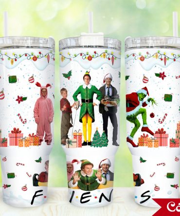 Festive Holiday Movie Characters Tumbler with Straw - Perfect Christmas Gift