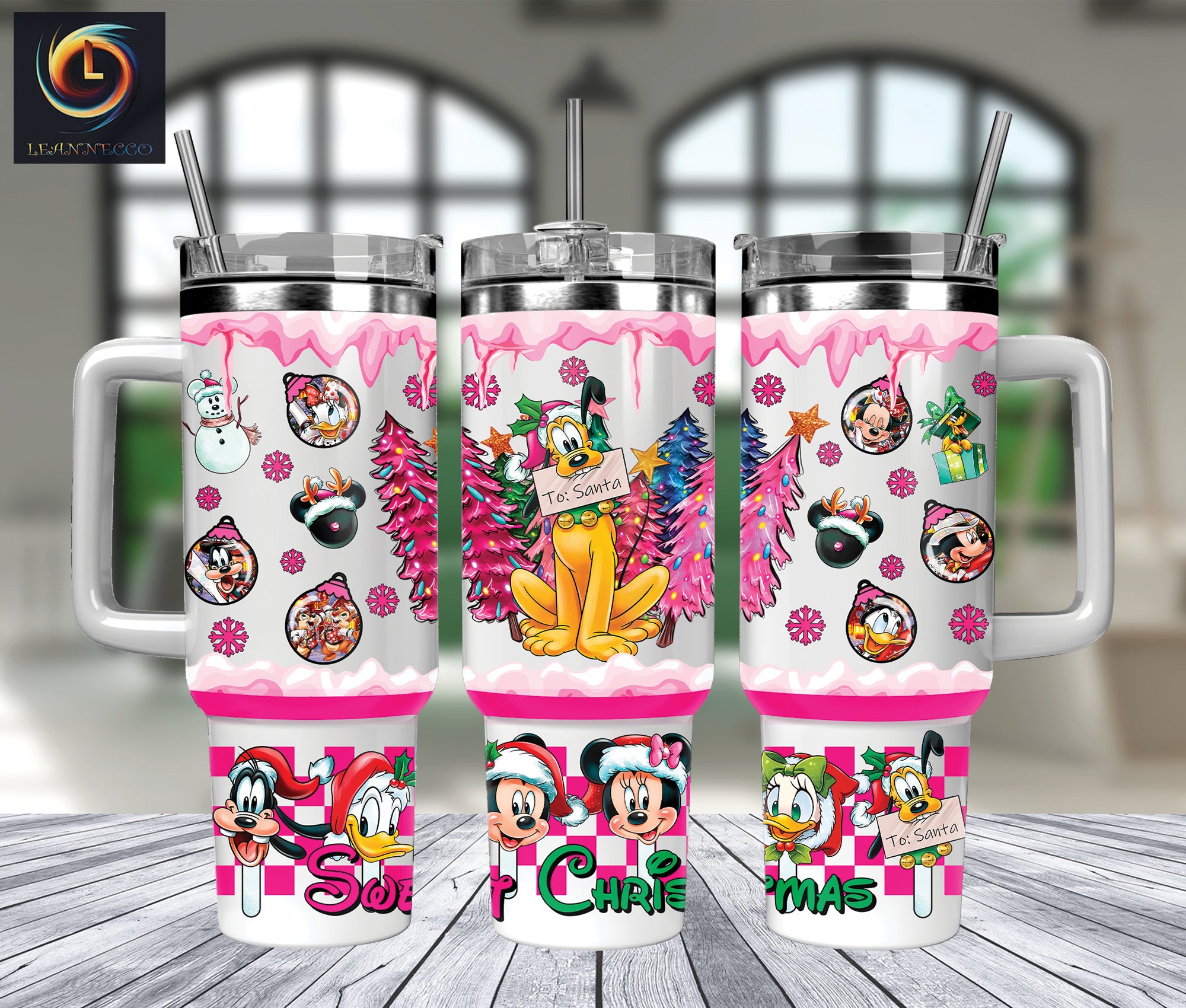 Festive Cartoon Christmas Tumbler with Straw - Perfect Holiday Gift Mug