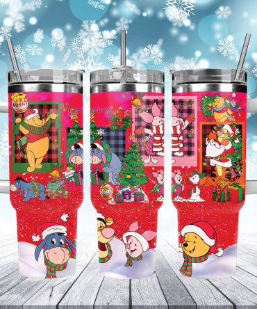Festive Holiday Tumbler with Straw - Cute Cartoon Design