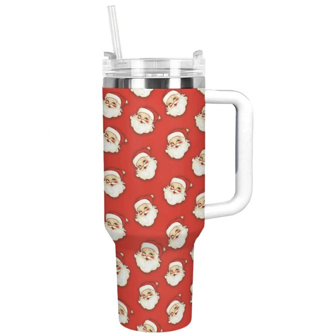 Christmas Retro Santa Custom Stanley Quencher 40oz Stainless Steel Tumbler With Handle