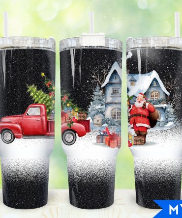 Festive Santa & Vintage Truck Tumbler - Perfect Christmas Gift