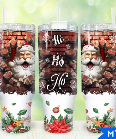 Festive Santa Christmas Tumbler with Handle - Holiday Cheer in Every Sip
