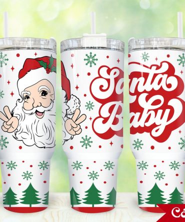 Festive Santa Baby Holiday Tumbler - Perfect Christmas Gift with Handle & Straw