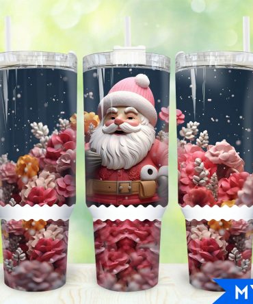Festive Floral Santa Tumbler - Perfect for Holiday Cheer & Gifting