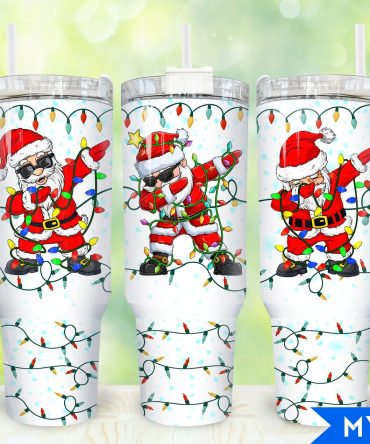 Festive Santa Dabbing Christmas Tumbler with Handle - Fun Holiday Gift