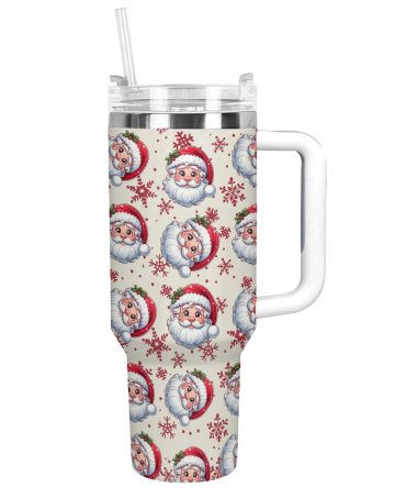 Christmas Santa Claus Custom Stanley Quencher 40oz Stainless Steel Tumbler With Handle