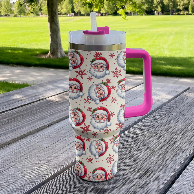 Christmas Santa Claus Custom Stanley Quencher 40oz Stainless Steel Tumbler With Handle - Image 3