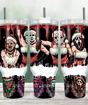 Horror Holiday Tumbler - Festive Slasher Santa Insulated Cup