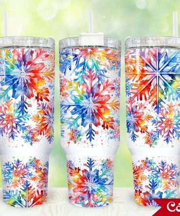 Vibrant Snowflake Insulated Travel Mug with Handle - Perfect for Hot & Cold Beverages