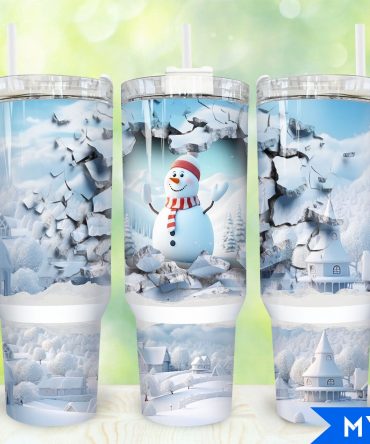 Festive Snowman Winter Wonderland Tumbler with Lid & Straw - 40oz