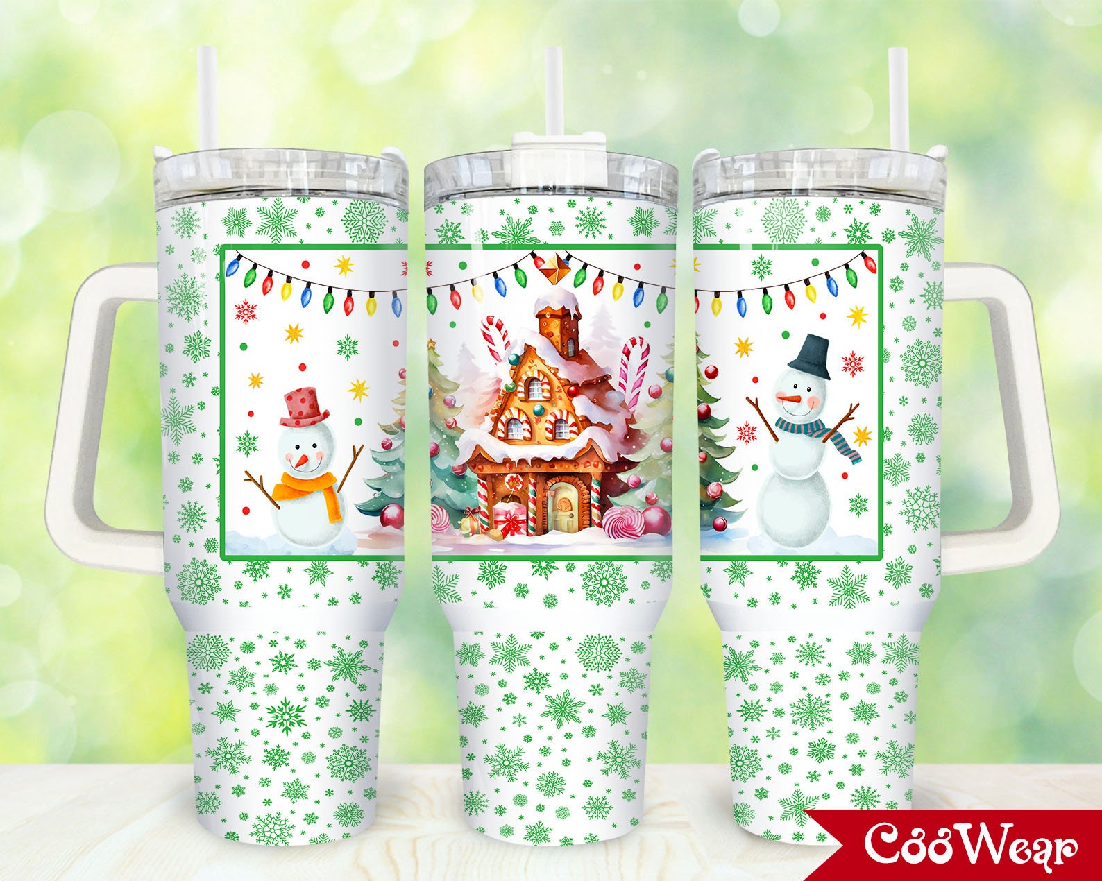 Festive Snowman & Gingerbread House Tumbler - Perfect for Holiday Cheer!