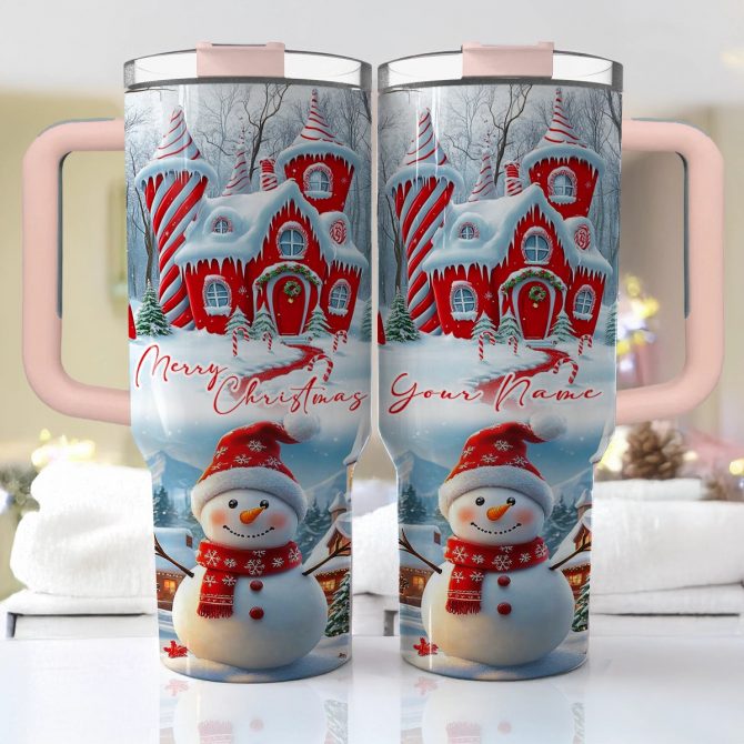 Christmas Snowman‚Äôs Sweet Retreat Custom Stanley Quencher 40oz Stainless Steel Tumbler With Handle - Image 2