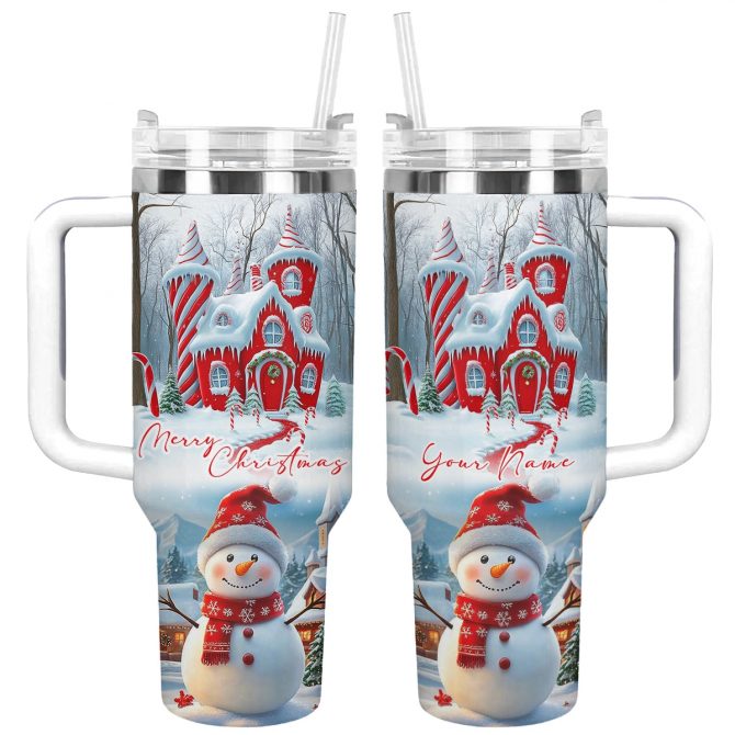 Christmas Snowman‚Äôs Sweet Retreat Custom Stanley Quencher 40oz Stainless Steel Tumbler With Handle