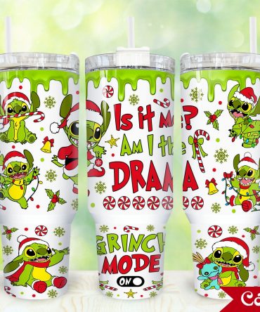 Festive Cartoon Christmas Tumbler with Straw - Grinch Mode On