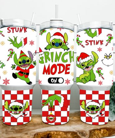 Festive Grinch Mode Tumbler - Holiday Mood On with Santa Hat Design