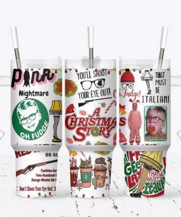 Festive Holiday Tumbler - A Christmas Story Inspired Mug with Straw