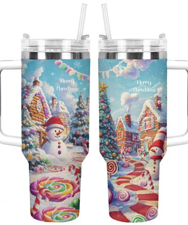 Christmas Sweet Candy Town Custom Stanley Quencher 40oz Stainless Steel Tumbler With Handle
