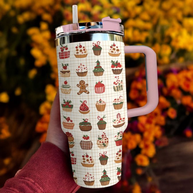 Christmas Sweets Custom Stanley Quencher 40oz Stainless Steel Tumbler With Handle - Image 3