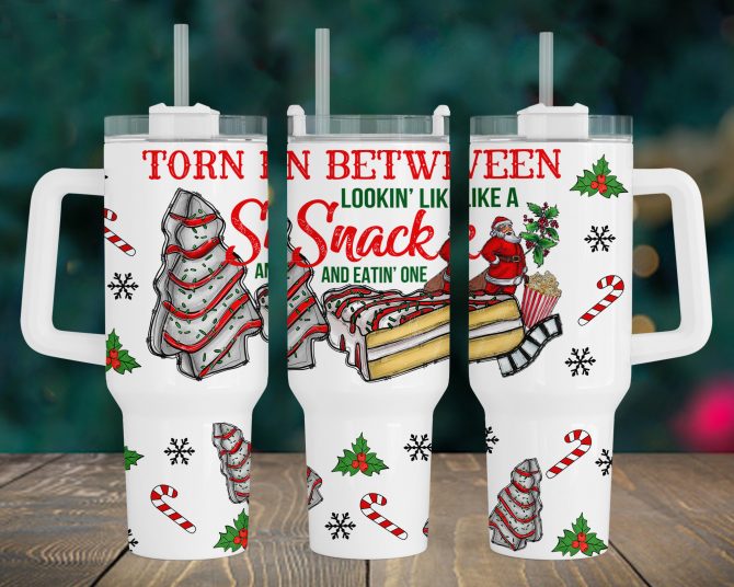 Festive Holiday Tumbler with Straw - Fun Snack Design & Christmas Cheer