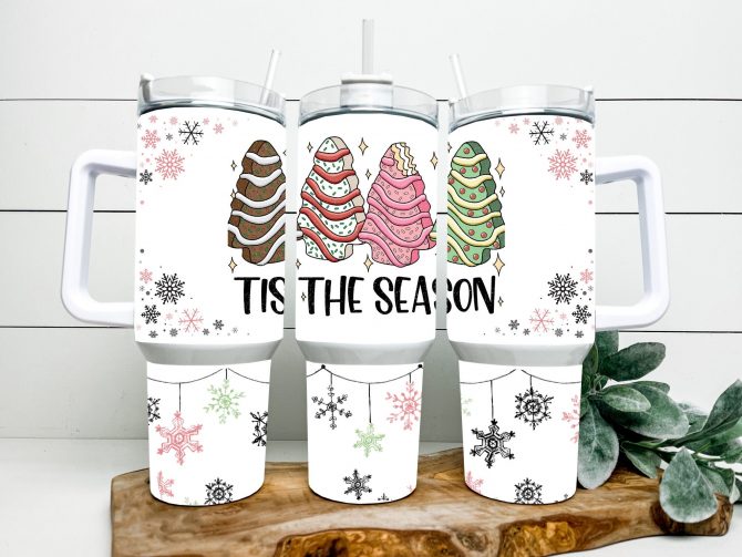 Festive Holiday Tumbler with Handle - 40oz Insulated Mug for Hot & Cold Drinks