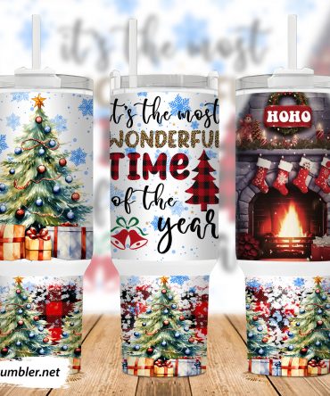 Festive Christmas Tumbler with Lid & Straw - Holiday Cheer & Cozy Vibes
