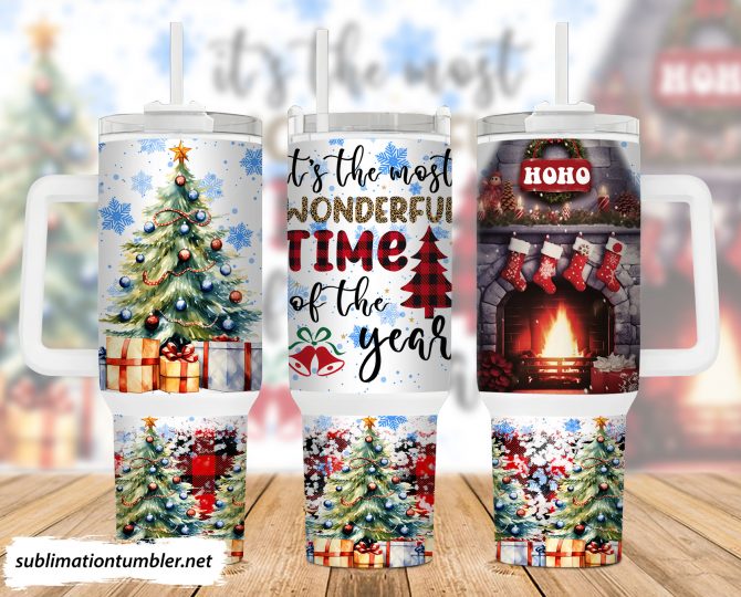 Festive Christmas Tumbler with Lid & Straw - Holiday Cheer & Cozy Vibes
