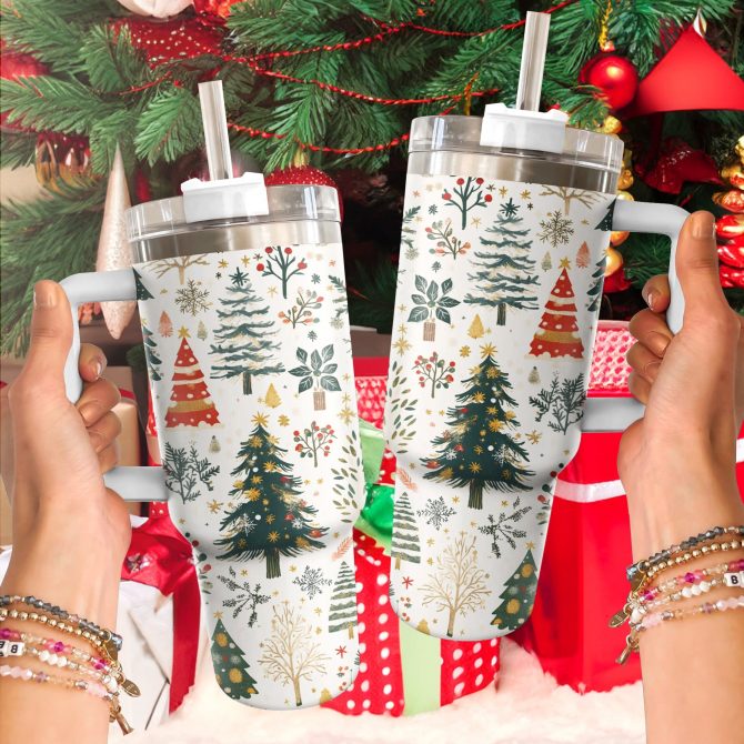 Christmas Tree Forest Custom Stanley Quencher 40oz Stainless Steel Tumbler With Handle - Image 2