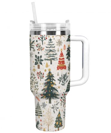Christmas Tree Forest Custom Stanley Quencher 40oz Stainless Steel Tumbler With Handle